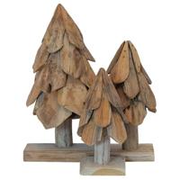 Kerstboom met standaard 3 pcs Bruin Massief teakhout - thumbnail
