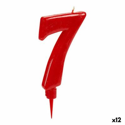 Kaars Rood Verjaardag Cijfer 7 (12 Stuks)