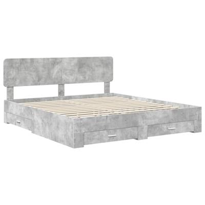 Bedframe met hoofdeinde Beton Grijs 200 x 200 cm Bewerkt hout