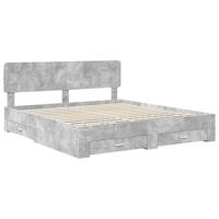 Bedframe met hoofdeinde Beton Grijs 200 x 200 cm Bewerkt hout - thumbnail
