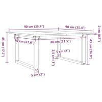 Salontafel O-frame 90x90x45 cm massief grenenhout en staal - thumbnail