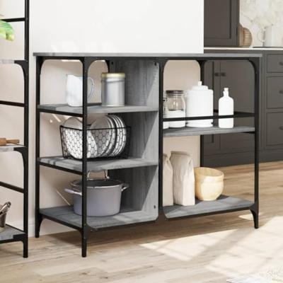 Keukentrolley 100x45x89,5 cm bewerkt hout grijs sonoma eiken