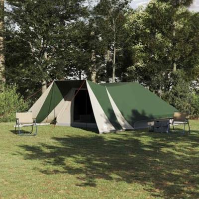 VidaXL Gezinstent met dak met opslag groen en beige 660 x 456 x 200 cm VidaXL Gezinstent met dak met opslag groen en beige 660 x 456 x 200 cm