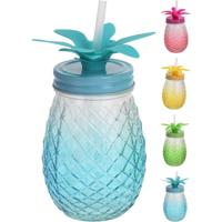 Drinkglas met rietje 400ml Ananas - thumbnail