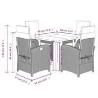 5-delige Tuinset met kussens poly rattan grijs - thumbnail