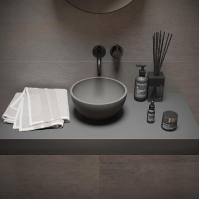 Opbouw Waskom Ideavit Solidmicro 23x11.5 cm Solid Surface Mat Donker Grijs Ideavit