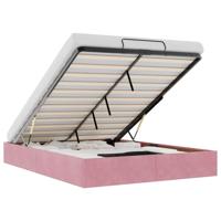 Ottoman bedframe zonder matras 140x200 cm fluweel roze - thumbnail