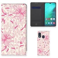 Samsung Galaxy A40 Smart Cover Pink Flowers - thumbnail
