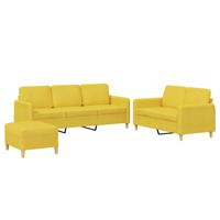 3-delige Loungeset met kussens stof lichtgeel - thumbnail