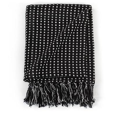 VidaXL Plaid vierkanten 125x150 cm katoen zwart