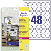 Avery-Zweckform L4716-20 Weerbestendige etiketten Ø 30 mm Polyester folie Wit 960 stuk(s) Permanent hechtend Laser (kleur), Laser (zwart/wit), Kopiëren - thumbnail