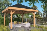 Tuindeco Obdam prieel 430x430 cm Lariks/Douglas blank - Bouwpakket- Puntdak- Onbehandeld lariks Douglas hout- Tuindeco - thumbnail