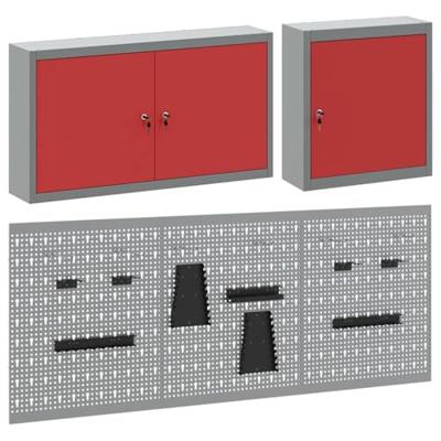 VidaXL Gereedschapskast set met plank 5 pcs rood gepoedercoat staal