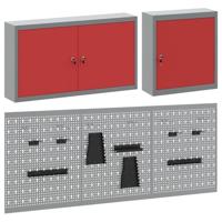 VidaXL Gereedschapskast set met plank 5 pcs rood gepoedercoat staal - thumbnail