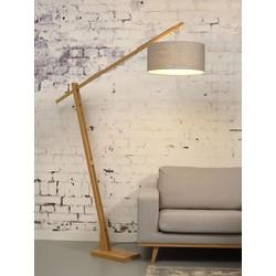 GOOD&MOJO Vloerlamp 'Montblanc' Bamboe en Eco linnen, 207cm, kleur Lichtgrijs