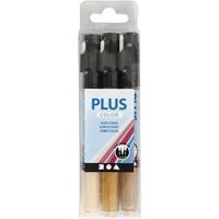 Plus Color marker, l: 14,5 cm, lijndikte 1-2 mm, licht beige, goud, raw sienna, 5,5 ml, 3 stuk/ 1 doos - thumbnail