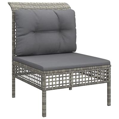 5-delige Loungeset met kussens poly rattan grijs 5-delige Loungeset met kussens poly rattan grijs