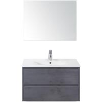 Dante Badmeubelset 80 cm - Beton Antraciet - Keramische Wastafel Wit Enjoy met Spiegel - thumbnail