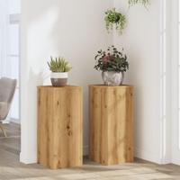 Plantenstandaards 2 st 30x30x70 cm hout artisanaal eiken - thumbnail