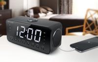 Muse M-192CR wekker, USB, matzwart - thumbnail