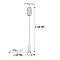 QAZQA Art Deco vloerlamp messing met helder glas - Rid - thumbnail