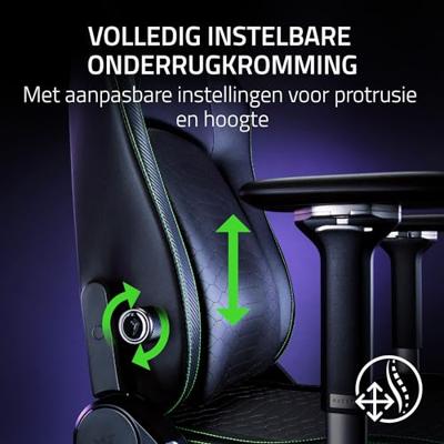 Razer Iskur V2 - Gaming stoel met adaptieve lendensteun (schuimvulling met hoge dichtheid, milieuvriendelijk, oplosmiddelvrij EPU kunstleer, 4-D armleuningen) Zwart