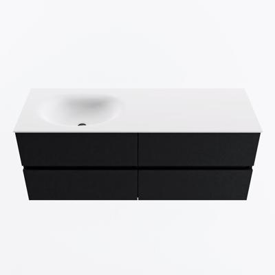 MONDIAZ VICA 130cm badmeubel onderkast Urban 4 lades. Wastafel MOON links 1 kraangat, kleur Talc.