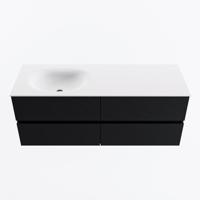 MONDIAZ VICA 130cm badmeubel onderkast Urban 4 lades. Wastafel MOON links 1 kraangat, kleur Talc. - thumbnail