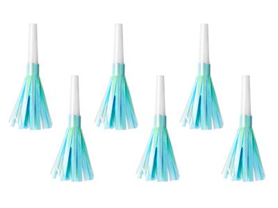 Feesttoeter lichtblauw metallic 6 stuks
