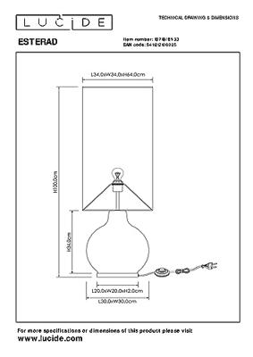 Lucide ESTERAD - Vloerlamp - Ø 34 cm - 1xE27 - Groen Lucide ESTERAD - Vloerlamp - Ø 34 cm - 1xE27 - Groen
