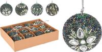 Kerstbal met kralen 6cm multicolor - thumbnail