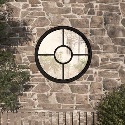VidaXL Tuinspiegel rond 60x4 cm ijzer zwart