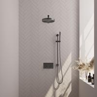 BRAUER Stripe Thermostatische Inbouw Regendouche - drukknoppen - 25cm douchekop - rechte muurarm - staaf handdouche - doucheslang - geïntegreerde glijstang - gunmetal geborsteld PVD 5-GM-425 - thumbnail