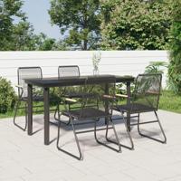 5-delige Tuinset PVC-rattan zwart - thumbnail