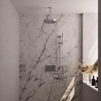 BRAUER Stripe Thermostatische Inbouw Regendouche - drukknoppen - SET 33 - 25cm douchekop - plafondarm - staaf handdouche - doucheslang - geïntegreerde glijstang - chroom 5-CE-429 - thumbnail