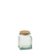 J-Line voorraadpot Vierkant Kurk - gerecycleerd glas - transparant - thumbnail