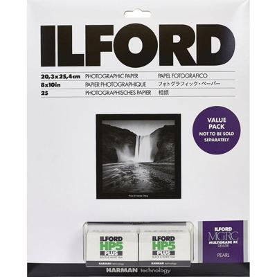 Ilford Multigrade RC Deluxe Pearl 20,3x25,4cm 25 vellen value pack incl. 2x HP5 Plus films