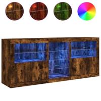 Dressoir met LED-verlichting 162x37x67 cm bruin eiken - thumbnail