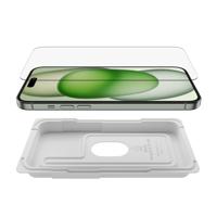 Belkin ScreenForce TemperedGlass antimicrobiële screenprotector voor iPhone 15 Plus, dun, kristalhelder, kraswerend, gehard glas met Easy Align-bevestigingsframe voor makkelijk luchtbelvrij aanbrengen - thumbnail