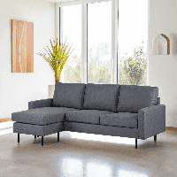 BASE 3-zits Loungebank 'Krupa' Links/Rechts, kleur Donkergrijs - thumbnail