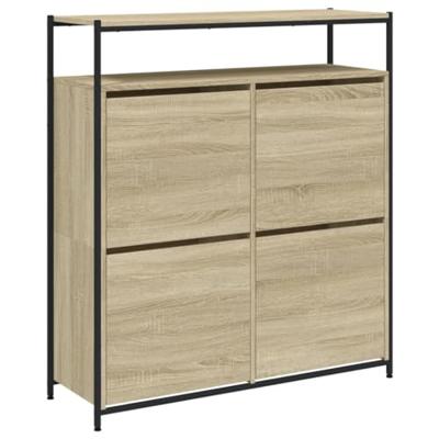 Schoenenkast met 4 klaplades 100x34x112 cm sonoma eikenkleurig