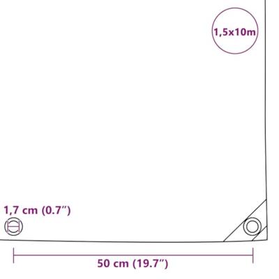 Dekzeil 650 g/m² 1,5x10 m grijs