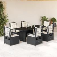 7-delige Tuinset met kussens poly rattan zwart - thumbnail