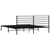 Bedframe met hoofdbord metaal zwart 193x203 cm - thumbnail