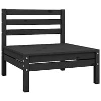 3-delige Loungeset massief grenenhout zwart - thumbnail