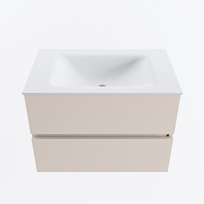MONDIAZ VICA 70cm badmeubel onderkast Linen 2 lades. Wastafel CLOUD midden zonder kraangat, kleur Talc.