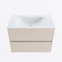 MONDIAZ VICA 70cm badmeubel onderkast Linen 2 lades. Wastafel CLOUD midden zonder kraangat, kleur Talc. - thumbnail