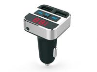 Caliber FM-transmitter - 12V - sigarettenauto-oplader - Aux-ingang - auto-radiomuziekaccessoire - PMT406-2 USB-laadpoorten - inclusief microfoon - zilver zwart - 34 x 120 x 75 mm - thumbnail
