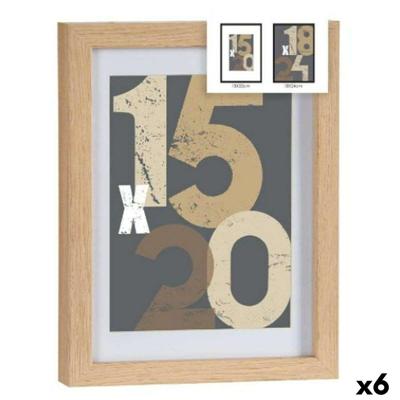Muurfotolijst Natuurlijk Glas Hout MDF 20,5 x 2,5 x 26,5 cm (6 Stuks)