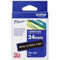 Brother TZE-355 labelprinter-tape Wit op zwart - thumbnail